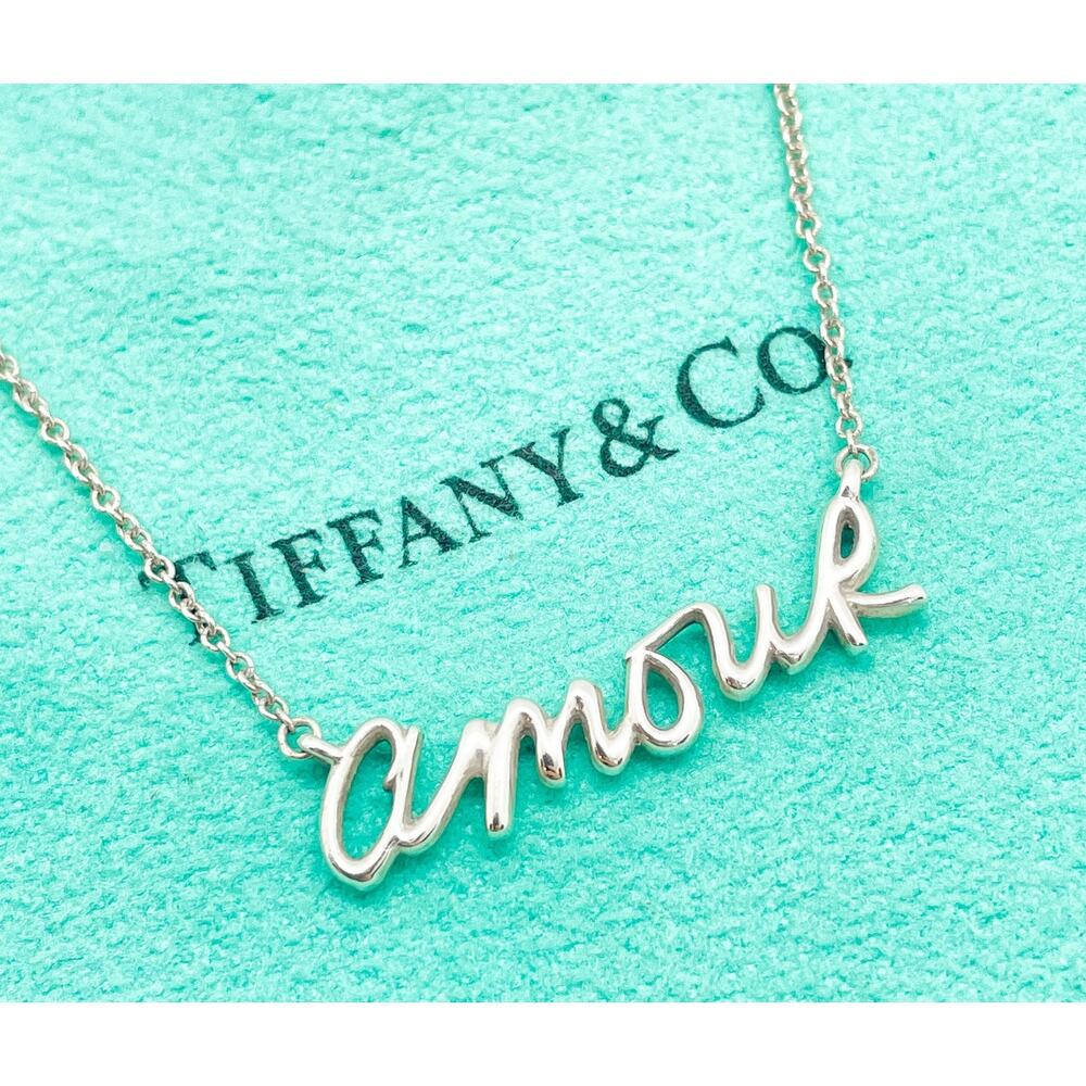 Tiffany & Co. Paloma Picasso AMOUR Graffiti Pendant Necklace Sterling Silver 16" - Picture 8 of 10
